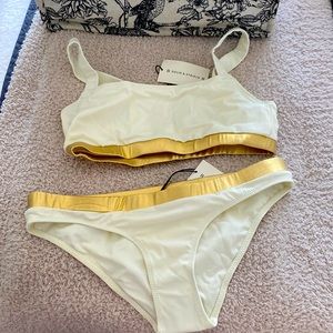 NWT Solid and Striped Swim Suit